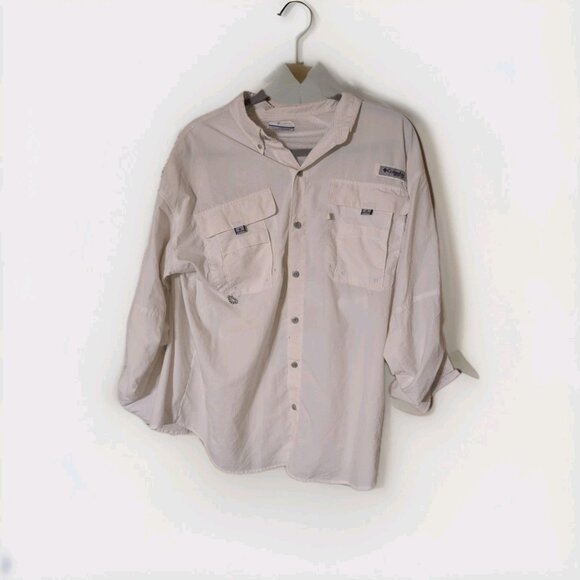 Columbia PFG Shirt Mens L White Short Long Sleeve Button-Up Vented Fishing Gear - Picture 1 of 9
